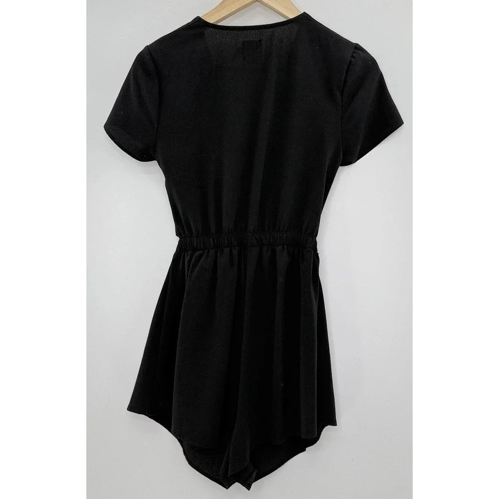 Princess Polly Ragnar‎ Tie Front Romper Black Size 4 Grunge Festival Boho